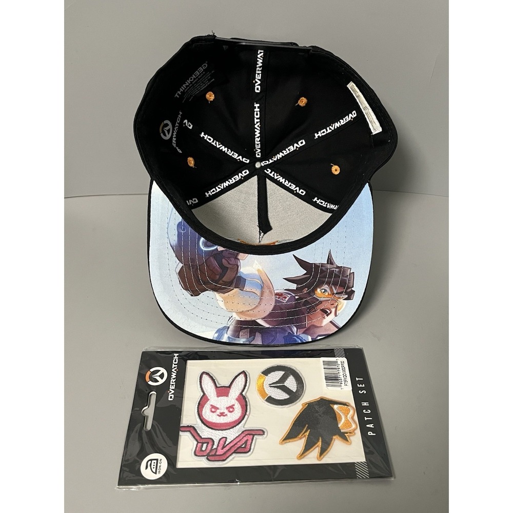 Overwatch Video Game Hat Black Snap Back Blizzard Tracer - W/ Patch Set